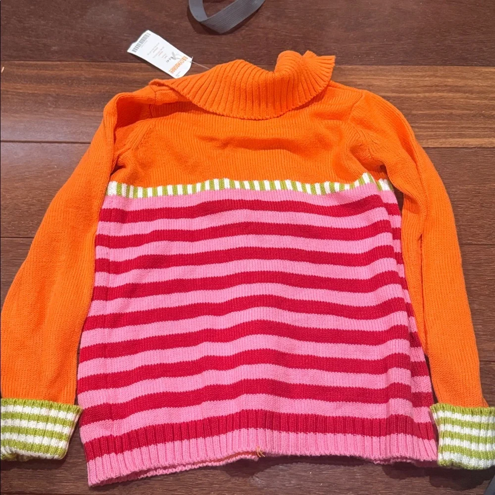 Gymboree nwt Orange and Pink Striped Kids Sweater size s 5/6